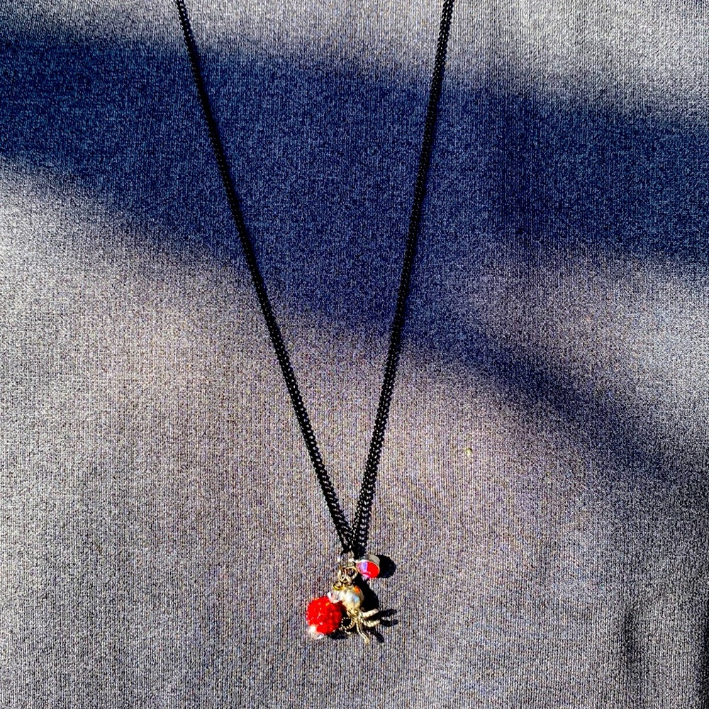 Octopus/red sparkle ball necklace